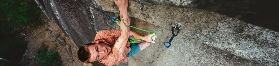 Man rock climbing outdoors